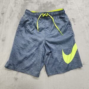 Nike Board Shorts Mens S Green Swim Trunks Logo Swoosh Lined Tie Front Pockets